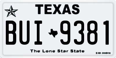 TX license plate BUI9381