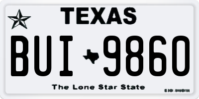 TX license plate BUI9860