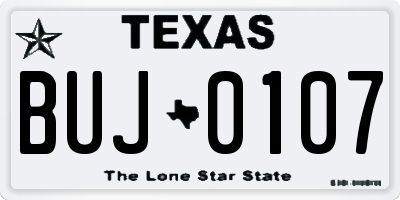 TX license plate BUJ0107