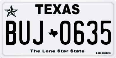 TX license plate BUJ0635