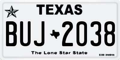 TX license plate BUJ2038