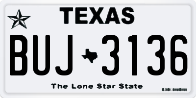 TX license plate BUJ3136