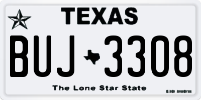 TX license plate BUJ3308