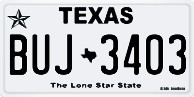 TX license plate BUJ3403