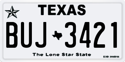 TX license plate BUJ3421