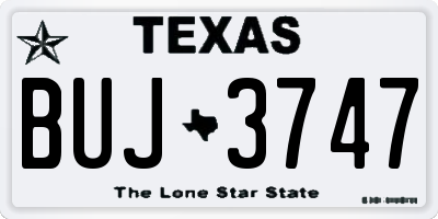 TX license plate BUJ3747