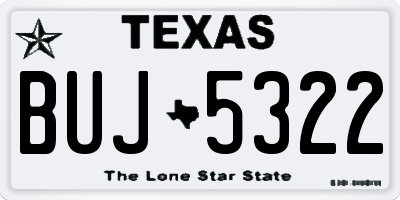 TX license plate BUJ5322
