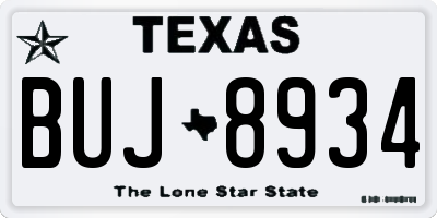 TX license plate BUJ8934