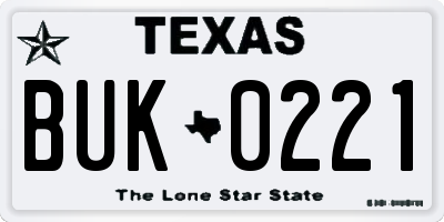 TX license plate BUK0221