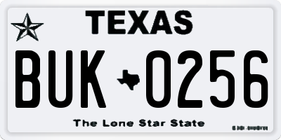TX license plate BUK0256