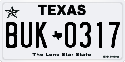 TX license plate BUK0317