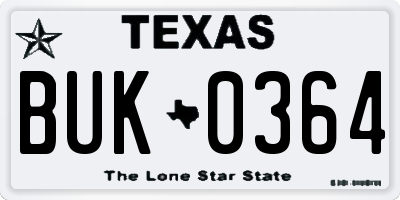 TX license plate BUK0364