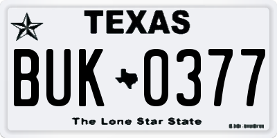 TX license plate BUK0377