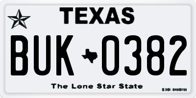 TX license plate BUK0382