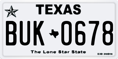 TX license plate BUK0678
