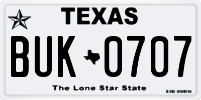 TX license plate BUK0707