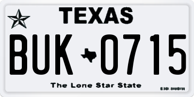 TX license plate BUK0715