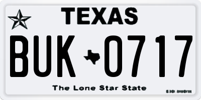 TX license plate BUK0717