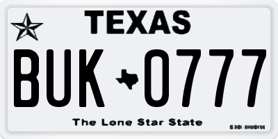 TX license plate BUK0777