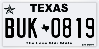 TX license plate BUK0819