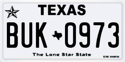 TX license plate BUK0973