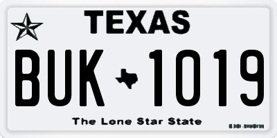 TX license plate BUK1019