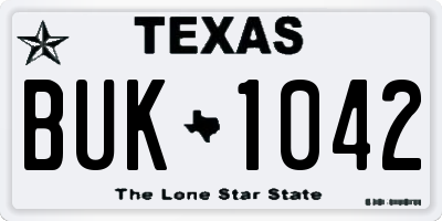 TX license plate BUK1042