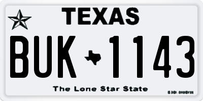 TX license plate BUK1143