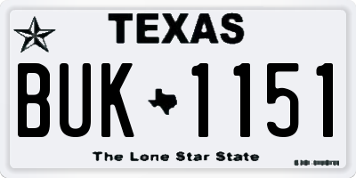 TX license plate BUK1151