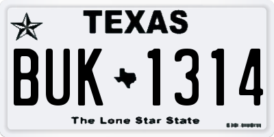 TX license plate BUK1314