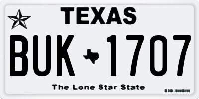 TX license plate BUK1707