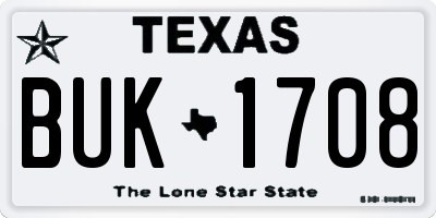 TX license plate BUK1708