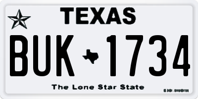 TX license plate BUK1734