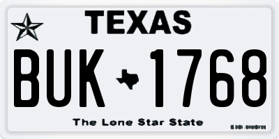 TX license plate BUK1768