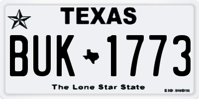 TX license plate BUK1773