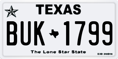 TX license plate BUK1799