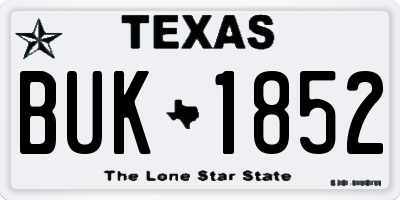 TX license plate BUK1852