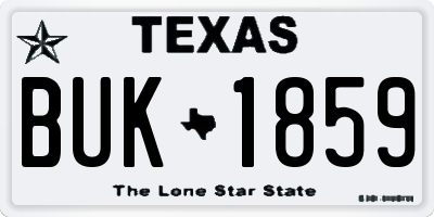 TX license plate BUK1859