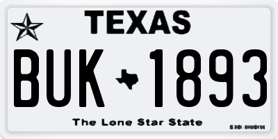 TX license plate BUK1893