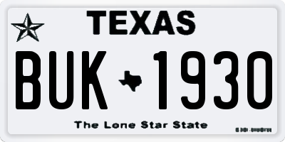 TX license plate BUK1930