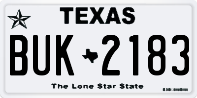 TX license plate BUK2183