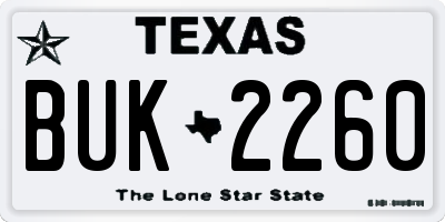 TX license plate BUK2260