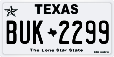 TX license plate BUK2299