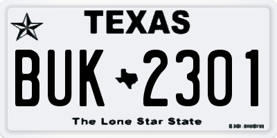TX license plate BUK2301
