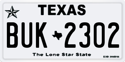 TX license plate BUK2302