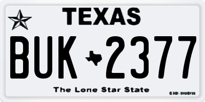 TX license plate BUK2377