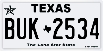 TX license plate BUK2534