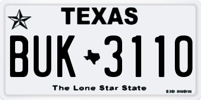 TX license plate BUK3110