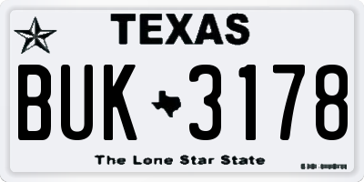 TX license plate BUK3178