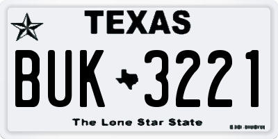 TX license plate BUK3221